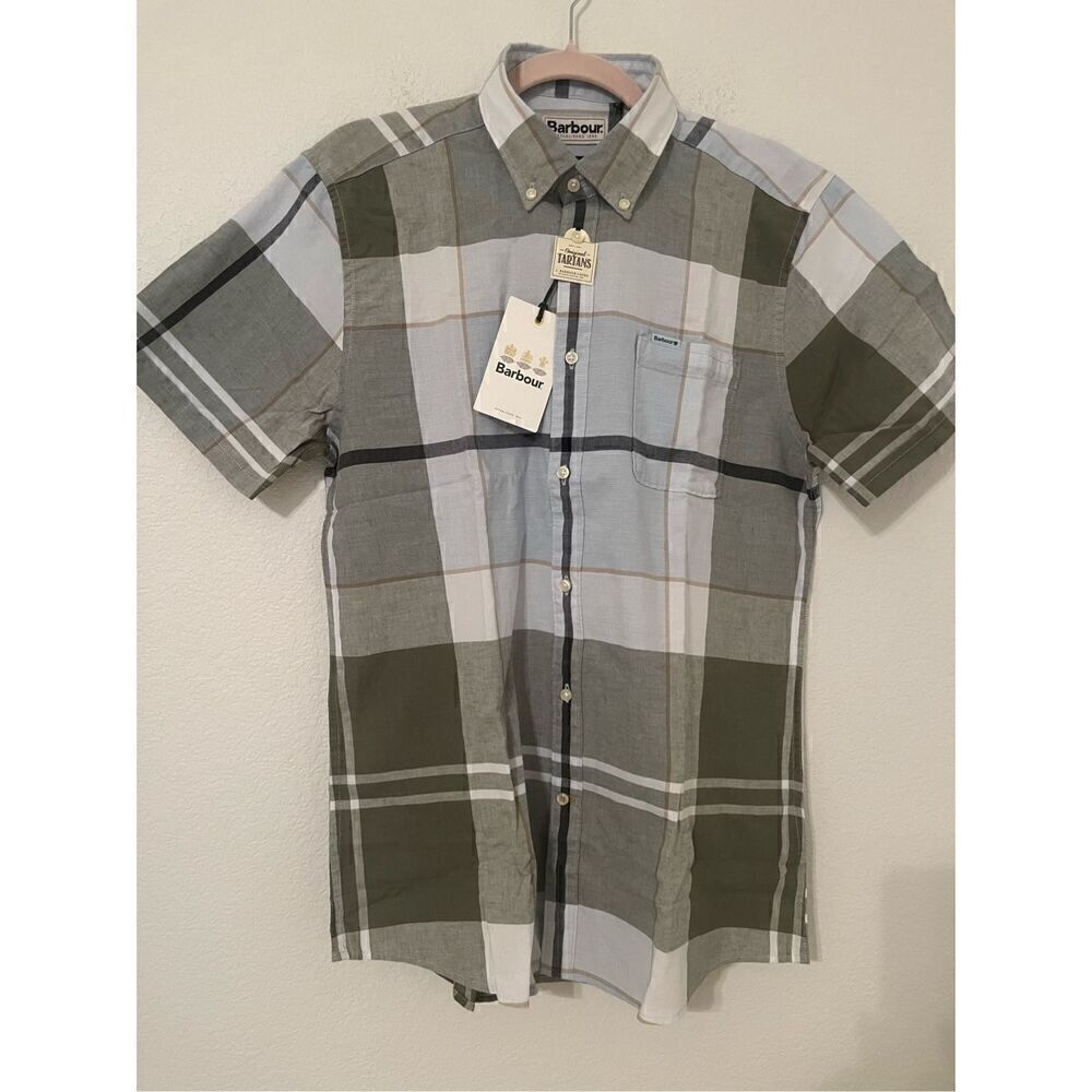 Barbour Douglas Tailored Short-Sleeved Shirt Olive NEW - Picture 4 of 9